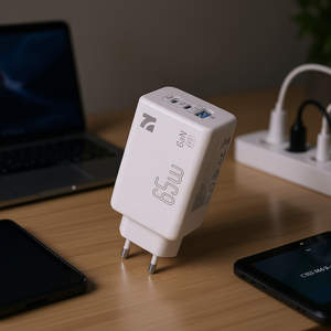 Chargeur rapide NCC 65W GaN USB-A + 2 USB-C PD 3.0 C101-065-EU Chargeur multifonction pour ordinateur portable, tablette et smartphone Blanc - Product Image 3