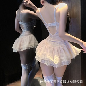 Sexy lingerie <b>set</b> with a sexy corset and <b>suspender</b> skirt and padded bra, perfect for a seductive and alluring nightgown. (qqny) - Product Image 4