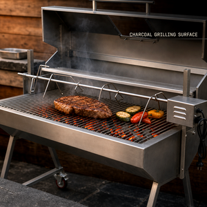 <span class=keywords><strong>Asador</strong></span> <span class=keywords><strong>de</strong></span> <span class=keywords><strong>Carbón</strong></span> <span class=keywords><strong>de</strong></span> Acero Inoxidable con Tapa para Asar Cordero Entero, <span class=keywords><strong>Asador</strong></span> <span class=keywords><strong>de</strong></span> Cerdo con Ruedas - Product Image 3