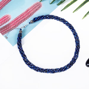 Collier torsadé à trois rangs avec pierres précieuses et lapis-lazuli, collier superposé tendance - Product Image 2
