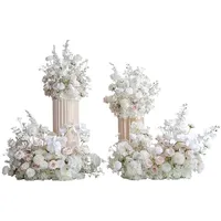 Hoogwaardige zijden kunstbloemen achtergrond voor bruiloften met rozen, orchideeën en baby's adem - Luxe wit & roze kleurrijk ontwerp