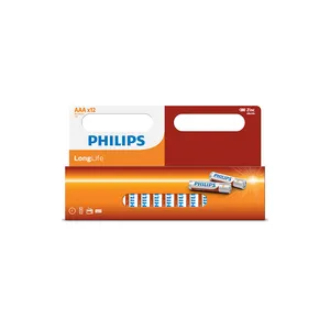 Batterie longue durée 12 pièces AAA R03L12B 1.5V Philips batterie pour horloges Radios