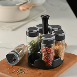 ขวดเครื่องเทศแก้วหมุนได้ 360 องศา แบบพกพา พร้อมชั้นวาง อุปกรณ์จัดระเบียบในครัว ขายส่ง - Product Image 4