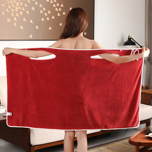 ชุดคลุมอาบน้ำคอรัลฟลีซแบบสวมได้สำหรับผู้ใหญ่ผู้หญิงกระโปรงใหญ่ซับน้ำได้ดี - Product Image 2