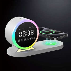 وصل حديثًا 4 في 1 مصباح ليد متعدد الوظائف مكبر صوت لاسلكي بلوتوث وشاحن شحن سريع مع ساعة منبه - Product Image 4