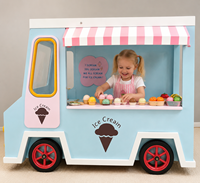 Imagination Children's Food Truck Play Room Wooden Food Truck Playhouse for Kids Indoor Pretend Restaurant Dramatic Play Center