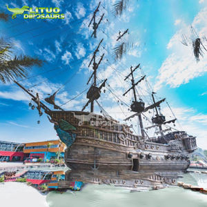 Statue de bateau pirate en bois et fibre de verre pour la décoration de parc aquatique - Product Image 1