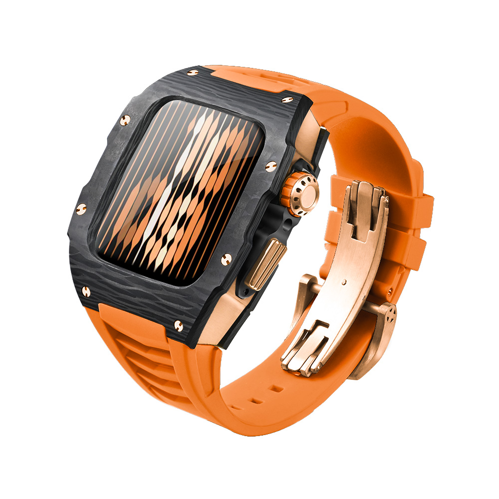 Bracelet orange avec bouton rosegold