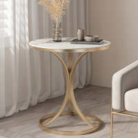 Table d'Angle Ronde Minimaliste Moderne, Table d'Appoint de Canapé Luxe Léger, Table Basse en Pierre pour Salon et Balcon