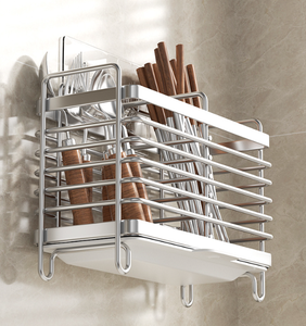 Portautensili in Acciaio Inox con 3 Scomparti, Organizzatore per Posate da <span class=keywords><strong>Cucina</strong></span>, Porta Bacchette e Cucchiai, <span class=keywords><strong>Salvaspazio</strong></span> - Product Image 3