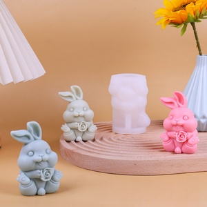 Molde de Silicona para Velas del Día de San Valentín, Molde de Silicona con Forma de Animal, Rosa y Conejo, Decoración para el Hogar, Molde para Velas Aromáticas y Resina - Product Image 2