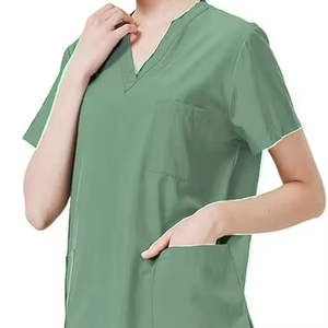 Uniforme Médico para Mujer con Cuello en V, Manga Corta, 2 Bolsillos, Suave, Elástico, Absorbente de Sudor y Humedad - Product Image 4