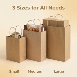 White Brown <b>Bread</b> Baking Kraft Paper <b>Bags</b> With Logo, Custom Snack Burger Food <b>Bag</b>, Cake Coffee Shop Takeaway <b>Bag</b> With Handles - Product Image 2