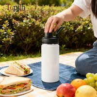 Bouteille d'eau à large ouverture avec couvercle pop-up, personnalisable par sublimation, 550 ml, en acier à double paroi, isolée, anti-fuite, Topjlh