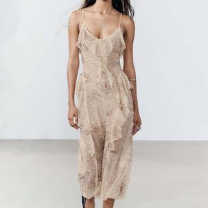 Vestido de Fiesta Elegante y Moderno para Mujer, Personalizado, con Lentejuelas, Escalonado, Sin Mangas, con Volantes, Midi, para Graduación, Noche, Eventos Formales - Product Image 1