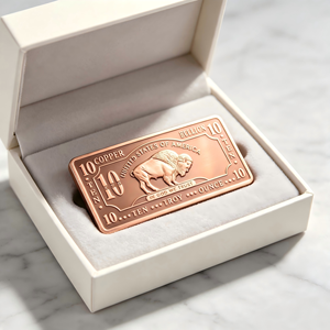 Pièce d'art de collection rectangulaire en cuivre de 10 onces, motif bison, frappée à l'origine, en forme de lingot de monnaie - Product Image 2