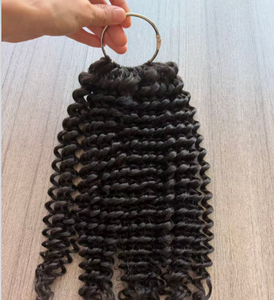 Nuova Tendenza <span class=keywords><strong>Capelli</strong></span> Russi 18 Pollici Colore Naturale Ricci Afro Piumati H6 <span class=keywords><strong>Capelli</strong></span> all'Uncinetto 100% Vergini Umani Doppia Trama Morbidi Lisci - Product Image 3
