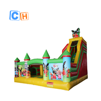 Nouveau design de dessin animé, parc à thème, château gonflable, combo, toboggan, jardin, maison gonflable, moonwalk avec toboggan