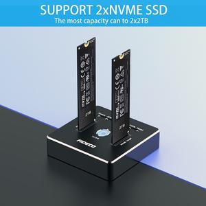 FIDECO Dual-Bay USB-C 3.1 <span class=keywords><strong>M</strong></span>.<span class=keywords><strong>2</strong></span> SSD NVMe Gen <span class=keywords><strong>2</strong></span> Dock PCIe NVMe zu USB Adapter mit Offline-Klonfunktion - Product Image 5