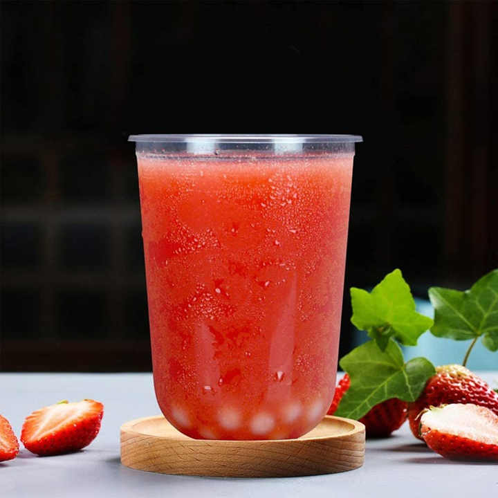 Custom Printed Logo Reusable Transparent Embossed PP Plastic U-Shaped Cup