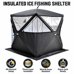 Parapluie de pêche imperméable en TPU avec ouverture cheminée, capacité 3-4 personnes, pour toutes les saisons, abri de pêche sur glace et camping en extérieur - Product Image 5
