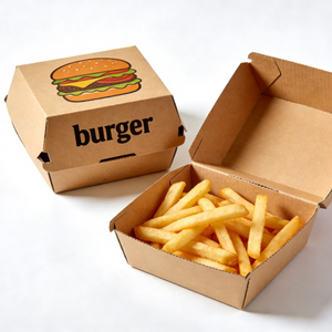 Emballage alimentaire jetable biodégradable et pliable, personnalisé avec logo imprimé, de qualité alimentaire, pour la <span class=keywords><strong>livraison</strong></span> rapide de burgers et <span class=keywords><strong>frites</strong></span> - Product Image 5