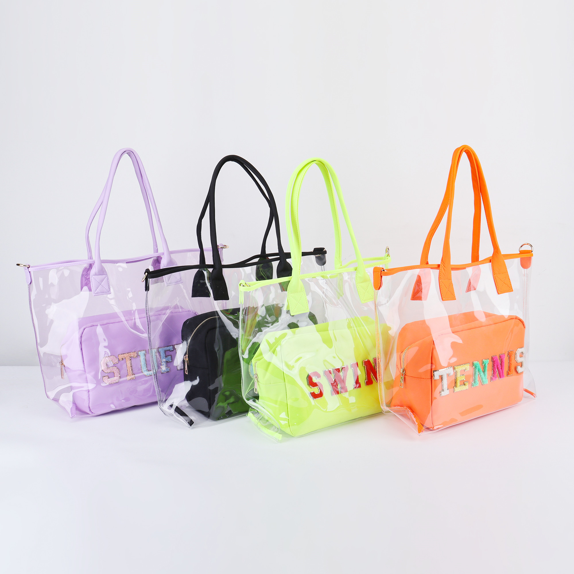 New Arrival Clear Handbag Transparent PVC Tote Women Shoulder Bag 10 Colors RTS Waterproof Tote Travel