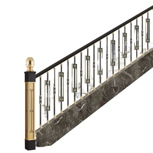 מעקות ומעקות מדרגות מודרניים יוקרתיים מאלומיניום זהוב, התקנה דקורטיבית עצמית לשימוש פנים - Product Image 4