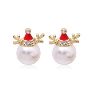 Pendientes de botón creativos y de moda con diseño de árbol de Navidad, copo de nieve, alce y campana, bonitos, de aleación con diseño de aceite goteante, para fiestas - Product Image 3