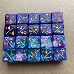 Dados de efecto mármol de 16 mm al por mayor, dados grabados +1/+1 -1/-1 D6 para juegos de mesa TCG - Product Image 3