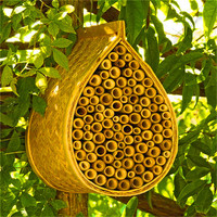 Habitat pour abeilles maçons suspendu, fait main, tubes en bambou naturel, écologique, clôture de sécurité, ruche pour abeilles, habitat pour la faune, carré, lisse
