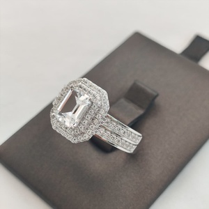 Anello di lusso 925 in argento Sterling 1CT taglio smeraldo zaffiro bianco e diamante anello di fidanzamento per le donne - Product Image 5