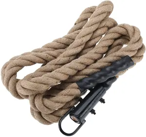 Groothandel 1.5 Inch Jute Fitness Touw Gym Training 20ft Klimmen Touw Met Haak Voor Klimmen