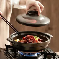 Marmite à soupe japonaise au design moderne Casserole en céramique résistante aux hautes températures pour cuisinière à gaz pour casserole à riz et nouilles