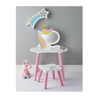 Ensemble de coiffeuse en bois à motif de dessin animé pour fille, coiffeuse blanche et rose, meuble licorne pour enfants, nouveau produit