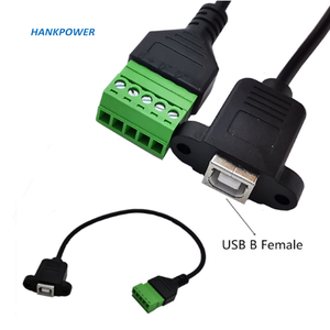 Cable USB 2,0 B macho a ángulo recto de 5 pines, Terminal de tornillo verde, Cable de impresora Balun, convertidor sin soldadura, Cable de extensión - Product Image 6