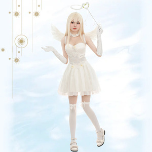 White Angel Cosplay <b>Costume</b> Women's Fancy Dress With Wings And <b>Halo</b> Party Outfit - Product Image 2