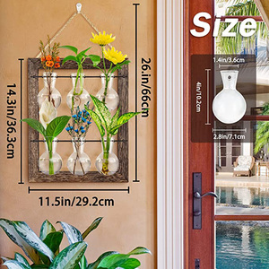 Hot Home & Garden Wooden <b>Stand</b> with 6 Bulb Glass Vases Double Layer Plant Propagation Station Wall Hanging Hydroponics - Product Image 5