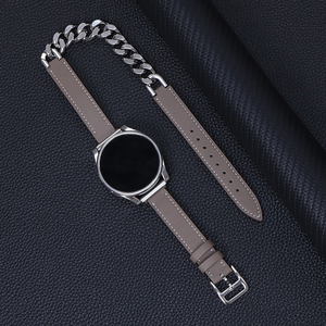 Pour Gatmin bracelet de montre 20mm en cuir véritable chaîne en métal Bracelet Double montre ceinture pour Garmin <span class=keywords><strong>forerunner</strong></span> 245 bracelet - Product Image 4