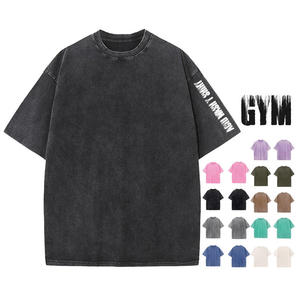 Camiseta Acid Wash en 9 colores, estilo oversized para gimnasio, camiseta para hombre con impresión DTG y serigrafía, camiseta vintage personalizada de alta calidad. - Product Image 1