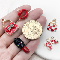 Accessoires Saint-Valentin : Pendentifs en métal DIY, breloques, sacs à rouge à lèvres, motifs nœuds et lèvres, pour colliers, bracelets, boucles d'oreilles et décorations pour coques de téléphone