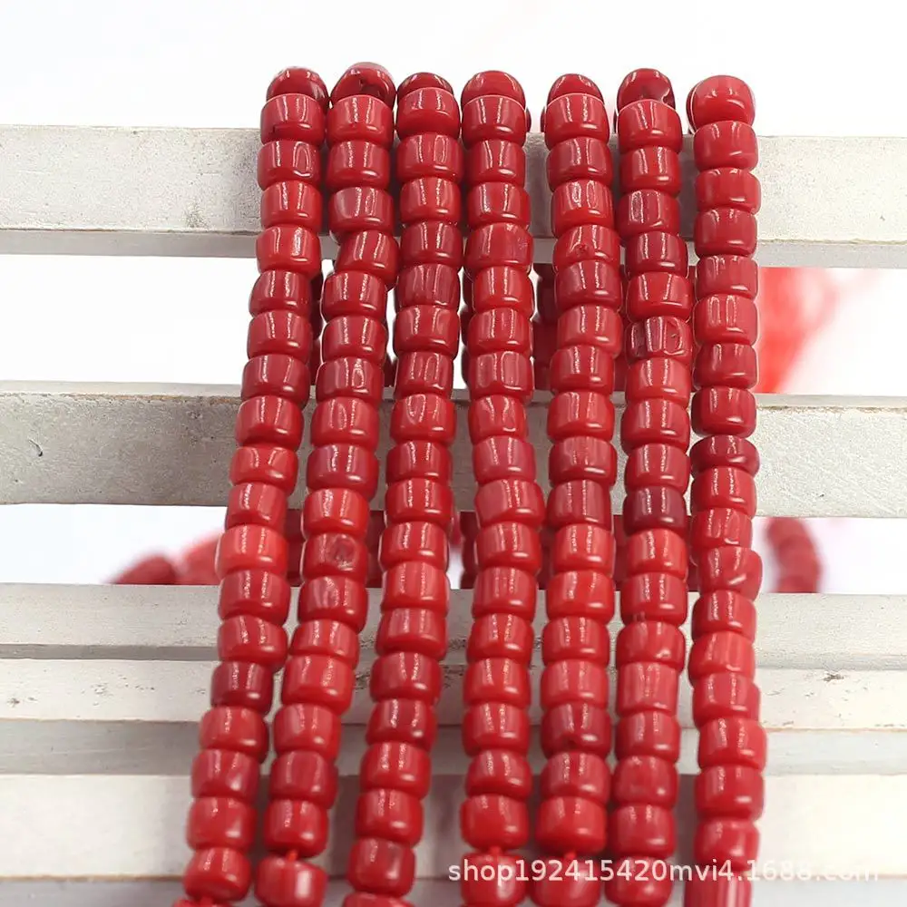 Espaçador de pedra coral solta vermelha, 8*12mm, otimizado, natural, solto, redondo, formato de cilindro, para fabricação de jóias