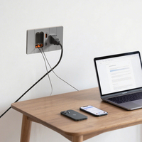 Prise de courant murale USB universelle certifiée CE 2 lignes de charge télescopiques USB C PD20W prise de rallonge murale USB pour le bureau