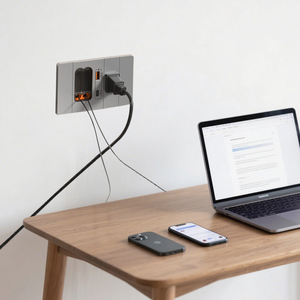 Toma de corriente de pared USB Universal con certificado CE 2 líneas de carga telescópicas USB C PD20W toma de extensión de pared USB para oficina - Product Image 5