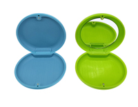Boîte de rangement pour appareil orthodontique avec logo personnalisé en gros, boîte de rangement pour aligneur transparent avec miroir, boîte à prothèse dentaire en plastique ABS magnétique en silicone