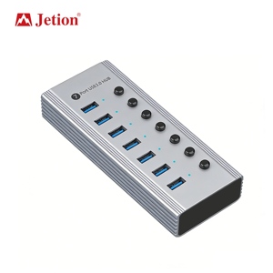 JHB020 7-портовый промышленный <span class=keywords><strong>USB</strong></span>-концентратор 3.0 с интерфейсами <span class=keywords><strong>USB</strong></span> 3.0 и корпусом из алюминиевого сплава - Product Image 2