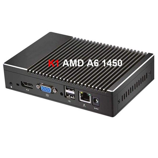 Fanless Mini PC AMD A6 1450 Quad Core Industrial Computer Mini Desktop PC Windows 10 Pro Support Auto Power on