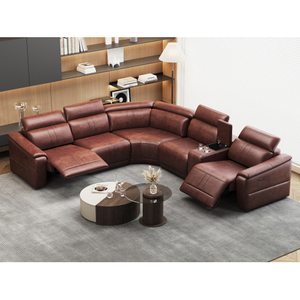 OEHOME Modern Power Recliner Sofa Set 5-<b>Seat</b> Modular Sectional <b>Storage</b> Console USB Ports Polyester Tufted Upholstered - Product Image 1