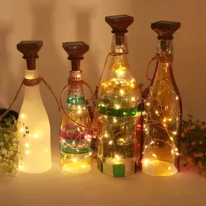 批发灯软木瓶形酒串灯LED太阳能铜线仙女灯用于婚礼派对圣诞节装饰