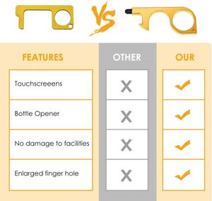 Tự vệ thiết lập tay không không không chạm vào công cụ mở cửa Keychain mở chai touchless EDC sạch <span class=keywords><strong>Key</strong></span> Door Opener cho màn hình cảm ứng - Product Image 3